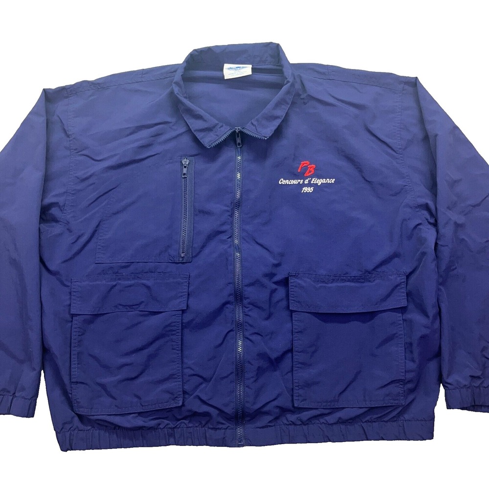Vintage 1995 Pebble Beach Concours‎ d'Elegance Men's XL Blue Windbreaker Jacket